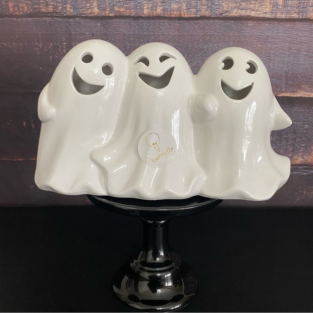 Light Up Ceramic Ghost Figurine Trio
